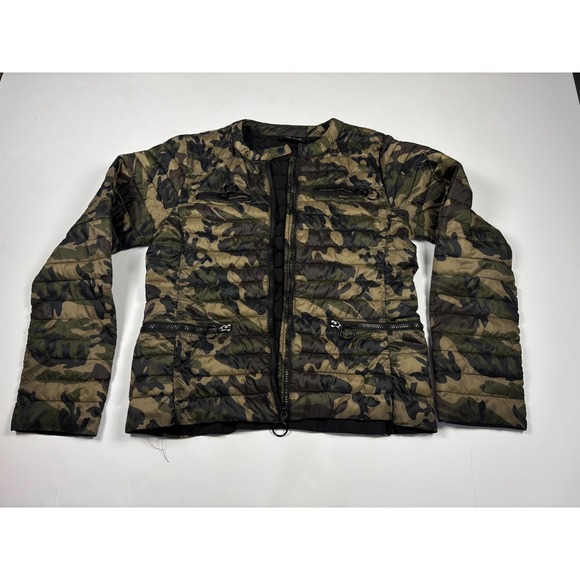 Me Jane Camo Quilted Puffer Jacket Womens Medium Military Utility Lightweight - Picture 2 of 10